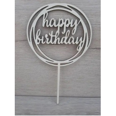 Топпер “Happy Birthday“ з білого ламінованого ДВП