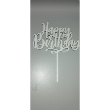 Топпер “Happy Birthday“ з білого ламінованого ДВП