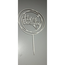 Топпер “Happy Birthday“ з білого ламінованого ДВП