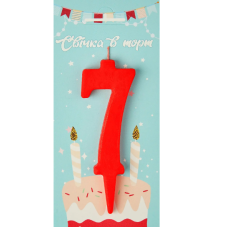 Свічка в торт цифра червона 7