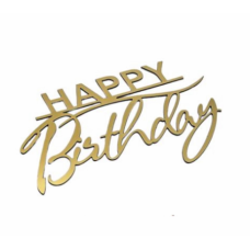 Топер бічний дзеркальний золотий “Happy Birthday“ (полістирол)