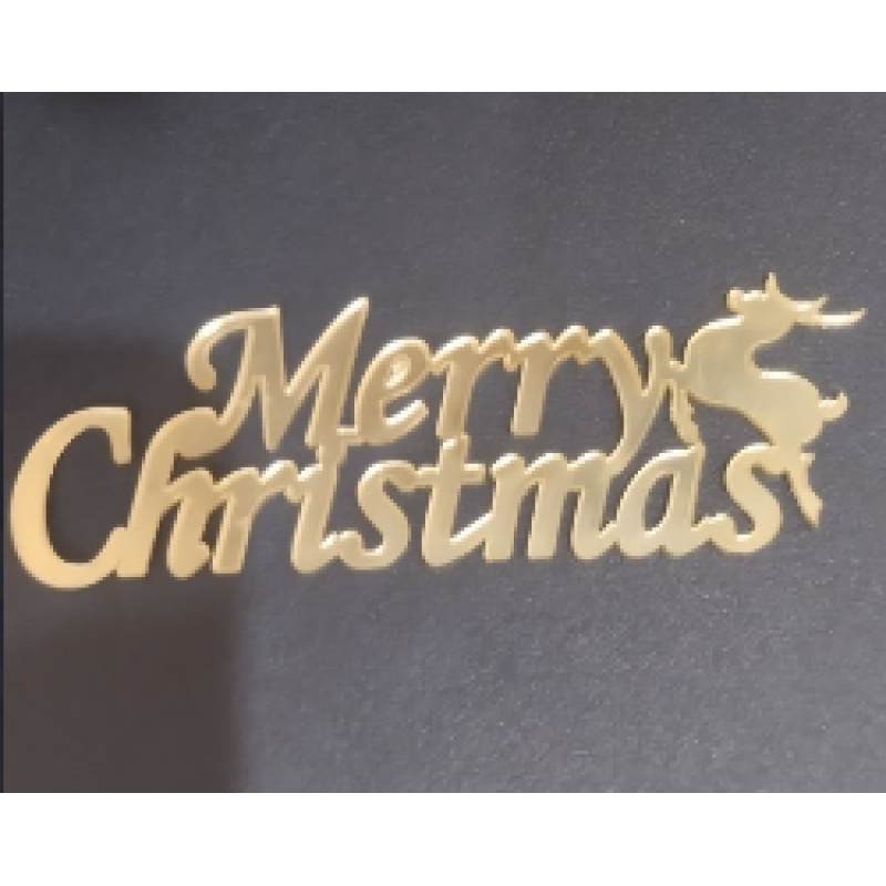 Топер дзеркальний акриловий Merry Christmas (золотий)