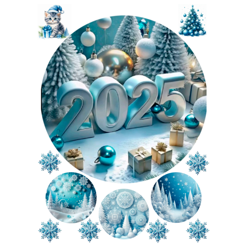Вафельна/цукрова картинка Новий рік 2025
