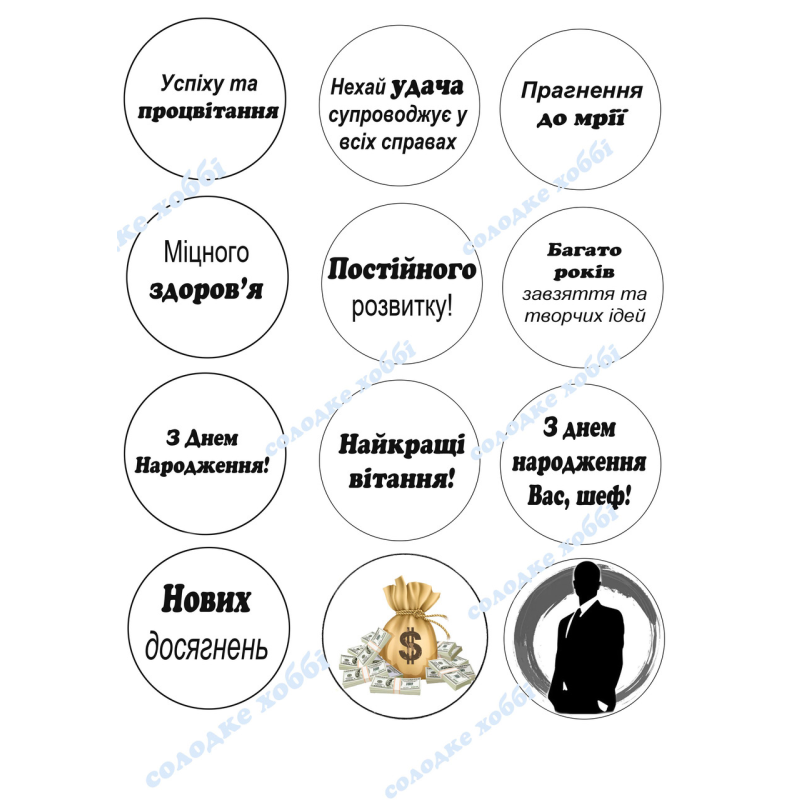 Вафельна картинка з побажаннями директору (чоловіку)