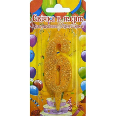 Свічка в торт цифра золота 6