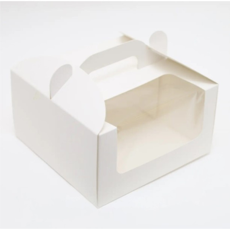 Коробка для бенто торта з вікном та ручкою 200*200*110 Коробка для бенто торта з вікном та ручкою 200*200*110